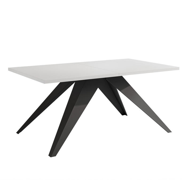 AUSZIEHTISCH XANDRO 140/80/76 cm mit Metallgestell, Schwarz / Weiß - Schwarz/Weiß, Holzwerkstoff/Metall (80/140/76cm) - Idohome