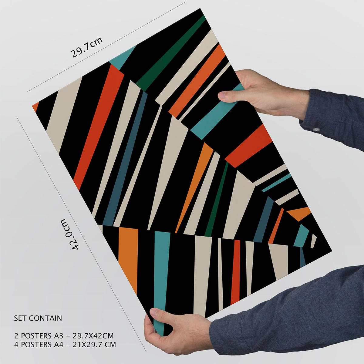POSTER Set Mit 6 Pastiche Kunst In Form Abstracts Ästhetische Dekorative Gemälde Für Ihr Wohnzimmer, Schlafzimmer, Zuhause A3 & A4 Rahmenlos - Klar, Papier (29/3cm) - Nacnic