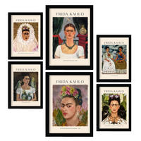 POSTER Set Mit 6 Frida Kahlo Posterblatt Malergalerie Dekorative Gemälde Für Ihr Wohnzimmer, Schlafzimmer, Zuhause Wandkunstdrucke A3 & A4 Rahmenlos - Klar, Papier (29/3cm) - Nacnic
