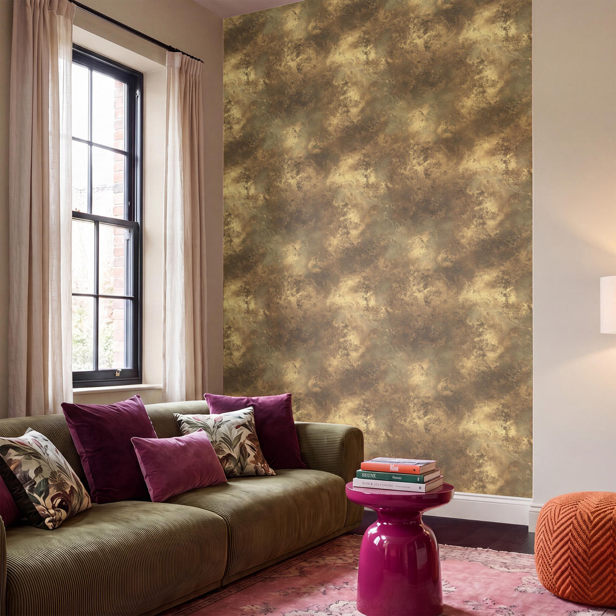TAPETE - Antik - Metallic-Look - Gold - 180x300 cm - Messingfarben, Papier (180/300cm) - OnlyWow