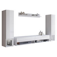 WOHNWAND Amadeo II - Weiß Hochglanz/Weiß, Holzwerkstoff (30/130/33cm) - MIRJAN24