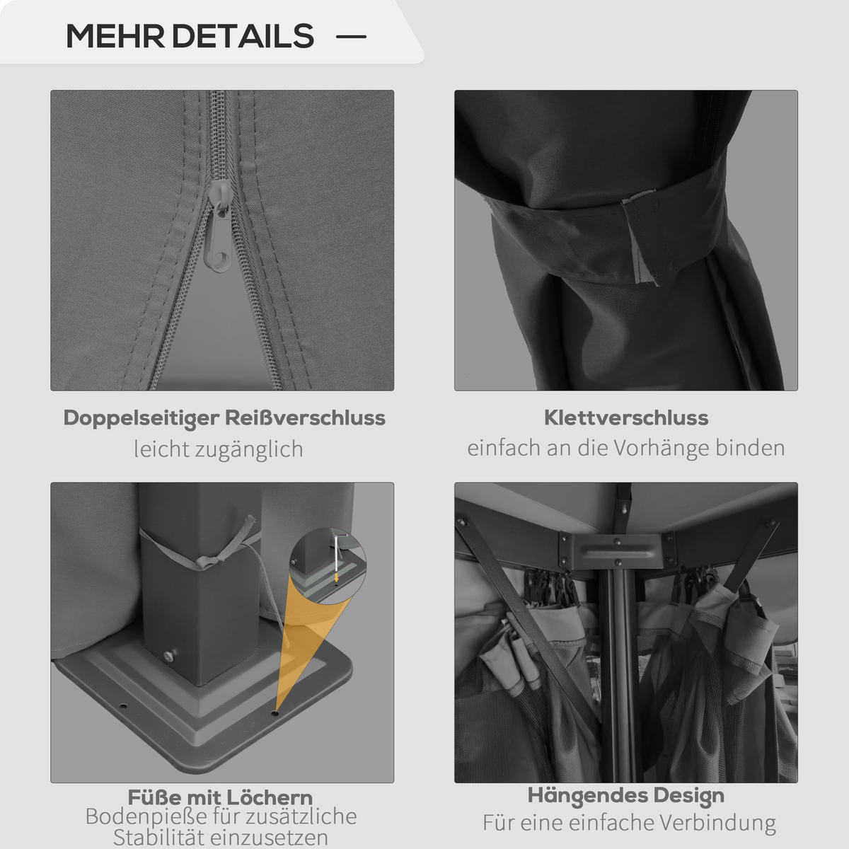 PAVILLON, Dunkelgrau, Aluminium, Metall, Polyester - Dunkelgrau, Metall (296/2.7/296cm) - Outsunny