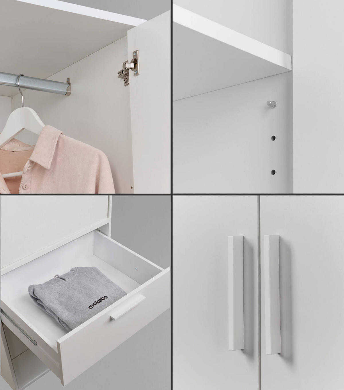 KLEIDERSCHRANK Der Grenzenlose - Weiß, Holzwerkstoff (120/187/58cm) - Mokebo