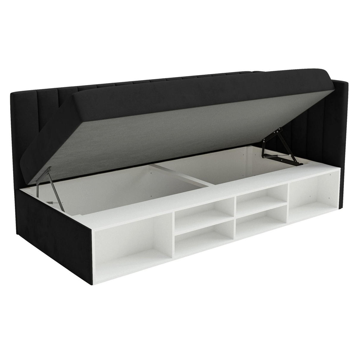 JUGENDBETT Ventrio Schwarz Easy-Clean-Samtbezug 90x200 cm - Schwarz, Holz/Textil (90/200cm) - Selsey