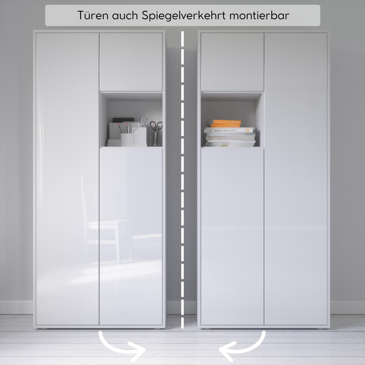 AKTENSCHRANK Amira T10 Weiß Hochglanz 180/80/40 cm - Weiß Hochglanz, Holzwerkstoff (80/180/40cm) - SIMPLYFURN