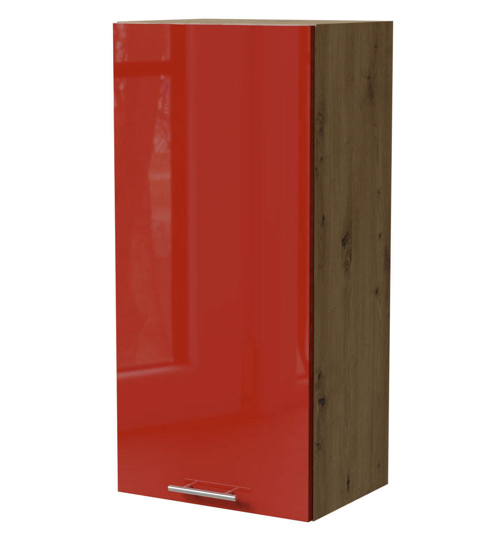 Feldmann-Wohnen Hängeschrank Rot, Eiche Artisan 45x96x32.5 cm