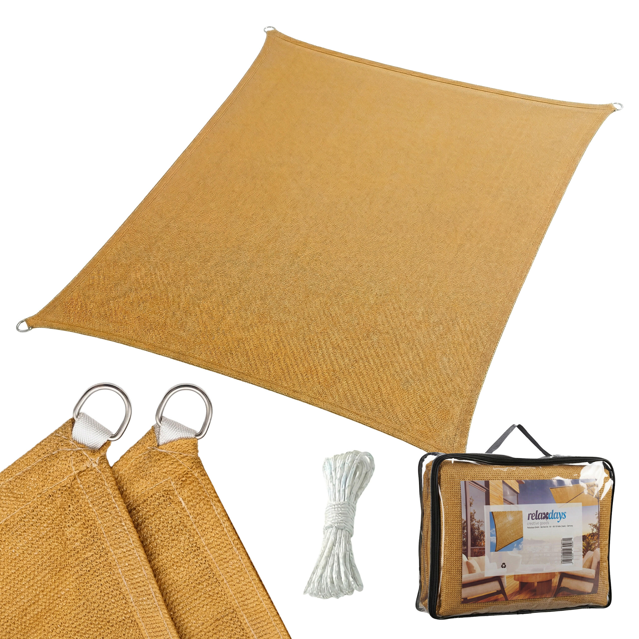SONNENSEGEL - Beige, Kunststoff/Metall (300/200cm) - Relaxdays