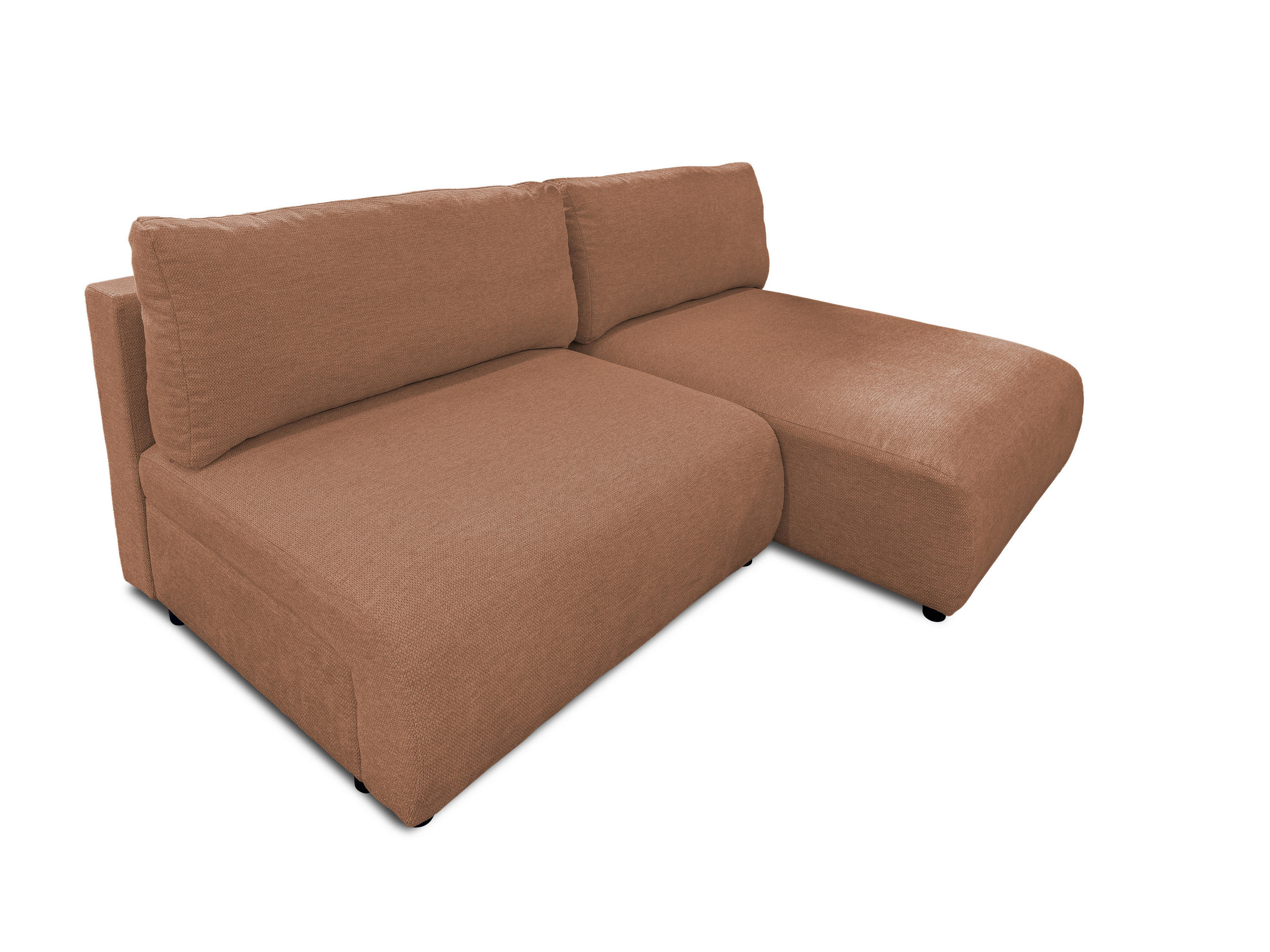 ECKSOFA Sora mit Schlaffunktion, Bettkasten und extra tiefer Komfortzone aus hochwertigem Terrakotta Strukturstoff - Terracotta/Schwarz, Holz/Kunststoff (200/140cm) - S-Style