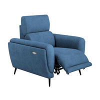 RELAXSESSEL Comfort, mit elektrischer Verstellung und verstellbarer Kopfstütze, Blau - Blau/Schwarz, Textil (103/97/102cm) - Beautysofa