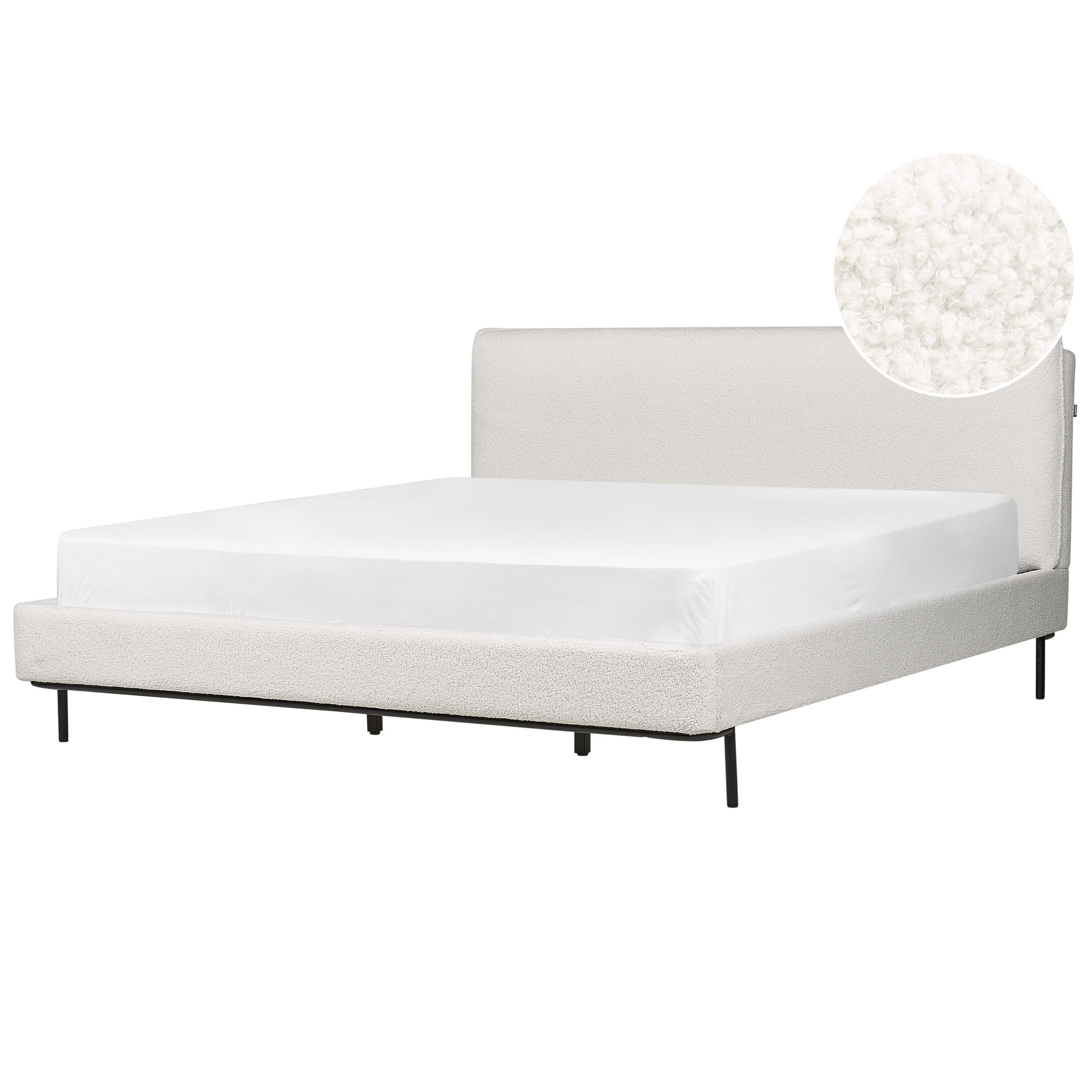 POLSTERBETT mit Lattenrost 180x200 cm Weiß Corio - Creme, Textil (180/200cm) - Beliani