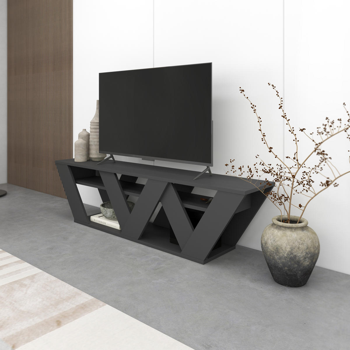 LOWBOARD Ralla Anthrazit 158/40/30 cm - Anthrazit, Holzwerkstoff (158/40/30cm) - Decortie