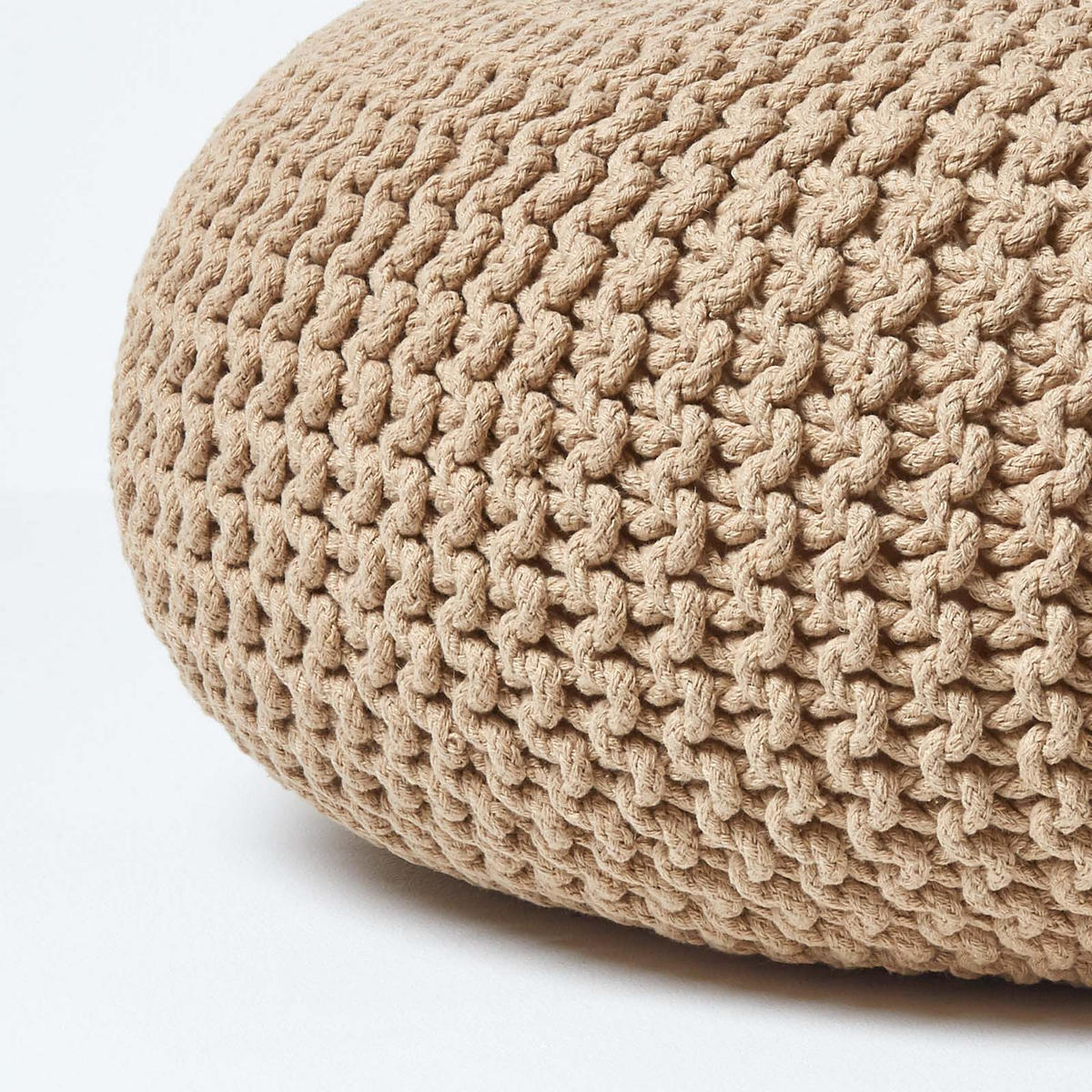 STRICK-POUF beige, Bodenkissen rund 70/70/23 cm - Beige, Textil (70/23/70cm) - Homescapes
