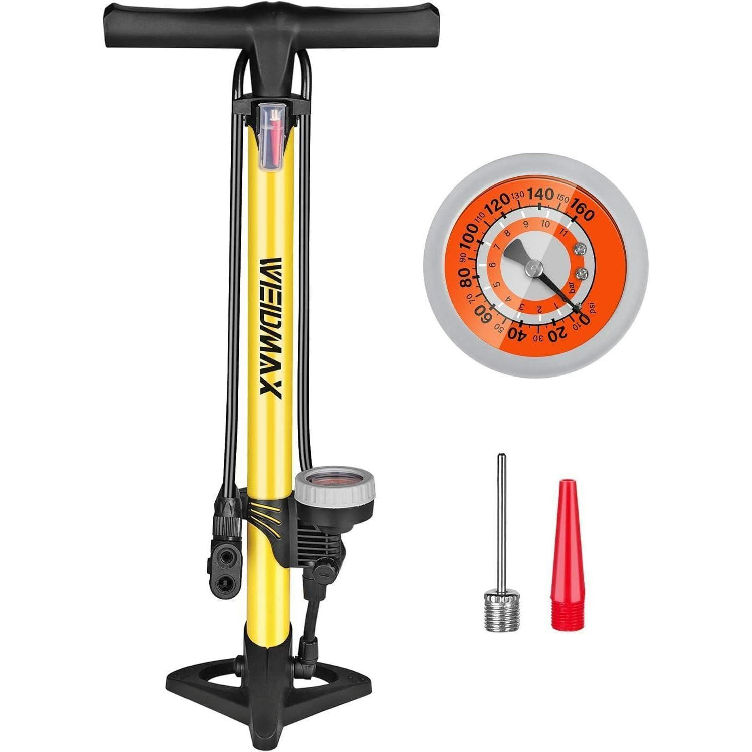 STANDPUMPE mit Manometer und Doppelventilkopf Gelb - Gelb, Metall (22/10/42cm)