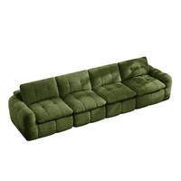 SOFA 334/97/68 cm in Grün aus Chenille, montagefrei und flexibel - Grün, Textil (97/68/334cm) - Flora Grace