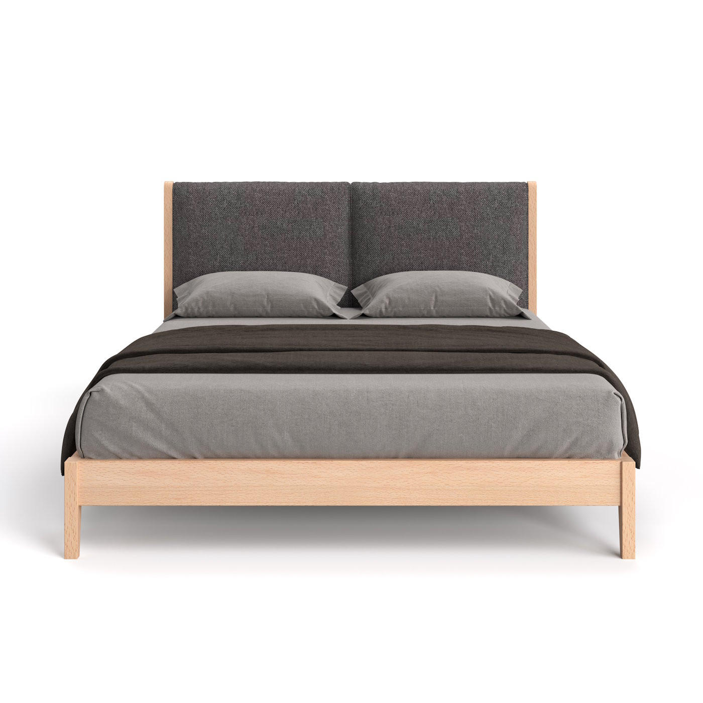 Danzz Massivholzbett Buche, Natur, Grau 140x220 cm