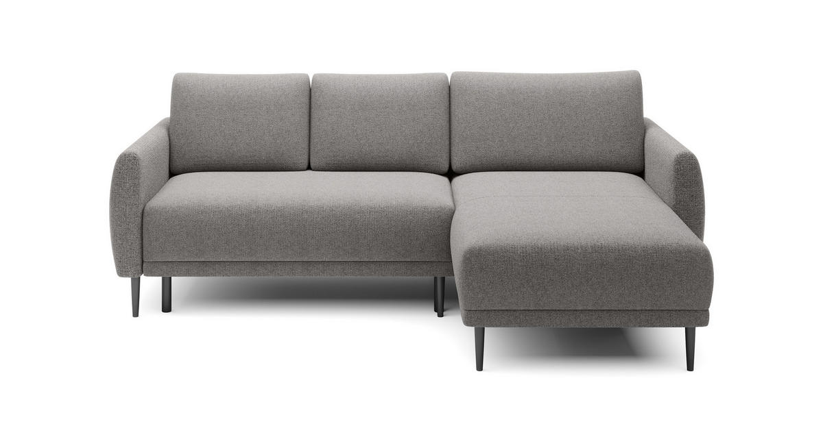 ECKSOFA Bono – Stilvolles Sofa mit Schlaffunktion, Robuste Holzfüße, Elegante Armlehnen, Tiefe Sitzfläche 226x164x88 cm – Rechte, Grau - Grau, Holz/Textil (226/164cm) - DomoHome