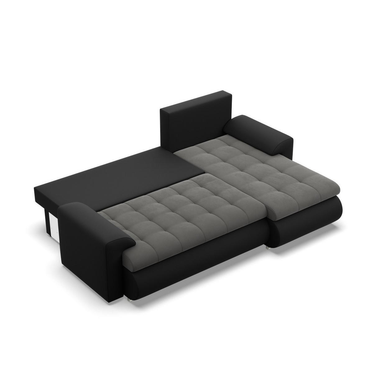 ECKSOFA RECHTS MIT SCHLAFFUNKTION FORESTA, Dunkelgrau + Schwarz - Dunkelgrau/Schwarz, Textil (230/159cm) - Mebligo