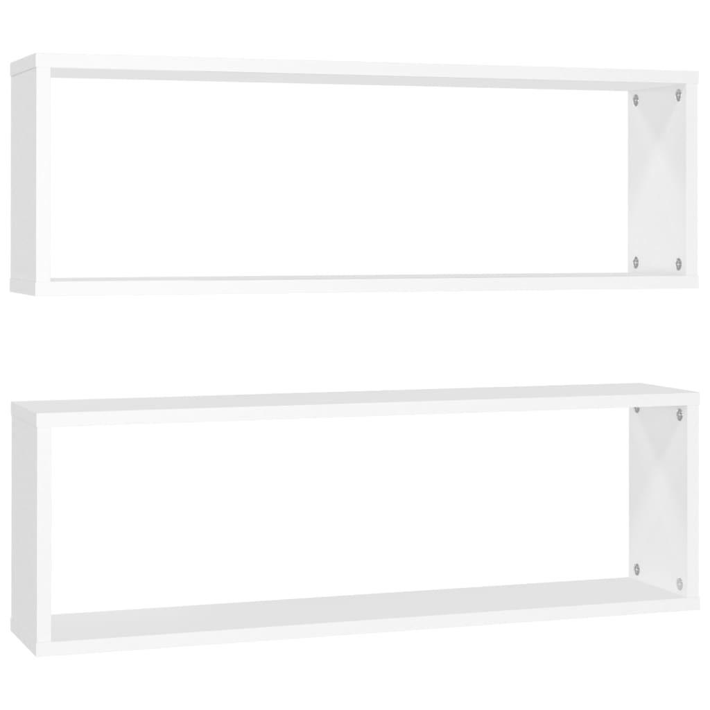 WÜRFELREGALE 2 Stk. Weiß 80x15x26,5 cm Holzwerkstoff - Weiß, Holzwerkstoff (80/26.5/15cm) - furnicato
