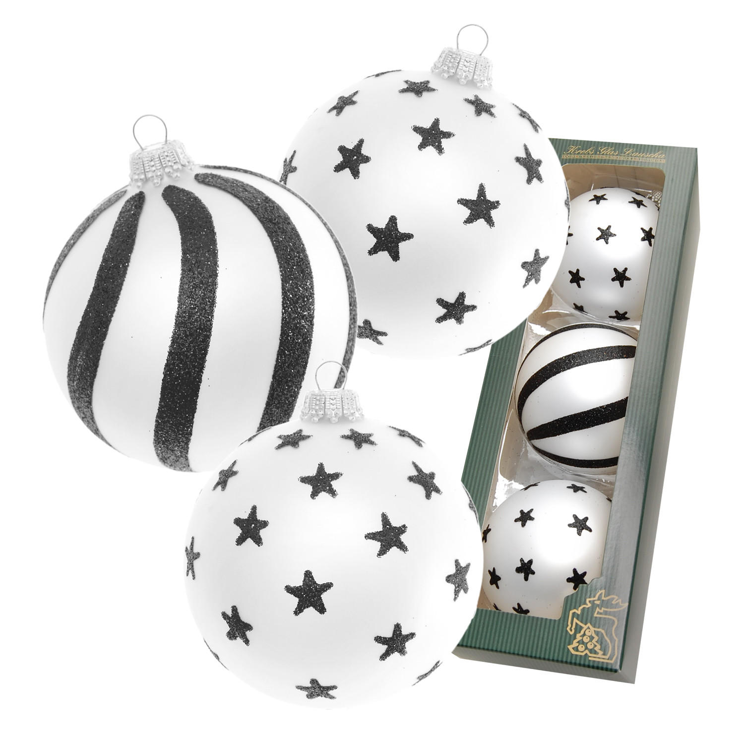 CHRISTBAUMKUGELN Heller Winterzauber Silberfarbig 8cm (Glas / 3 Stk.) - Silberfarben, Glas (7/8/7cm) - Krebs Glas Lauscha
