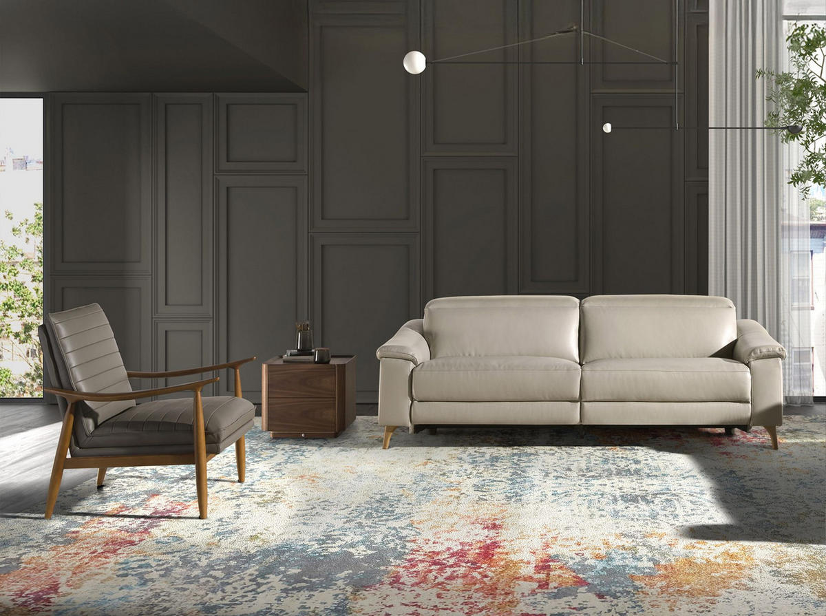 SOFA 3-Sitzer-Relax-Sofa aus taupefarbenem Leder 208/104/102 cm - Grau/Honig, Leder (208/102/104cm) - ANGEL CERDA