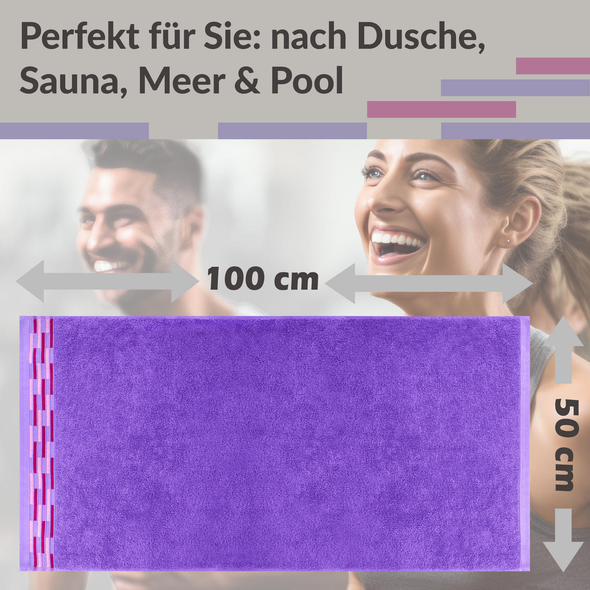 HANDTUCH Lugano Lila 2er 50x100 cm - Lila, Textil (50/100cm) - Lashuma