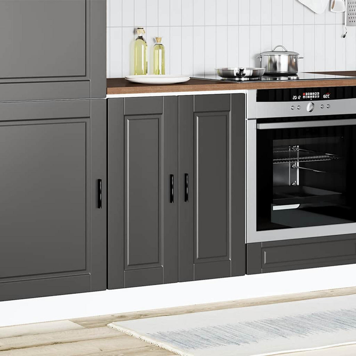 KÜCHENUNTERSCHRANK Porto Schwarz Holzwerkstoff - Schwarz, Holzwerkstoff (46/81.5/60cm) - vidaXL