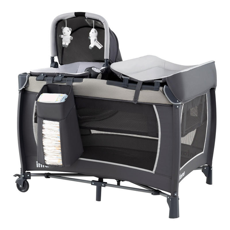 BEISTELLBETT mit Matratze grau - Grau, Textil - COSTWAY