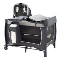 BEISTELLBETT mit Matratze grau - Grau, Textil - COSTWAY