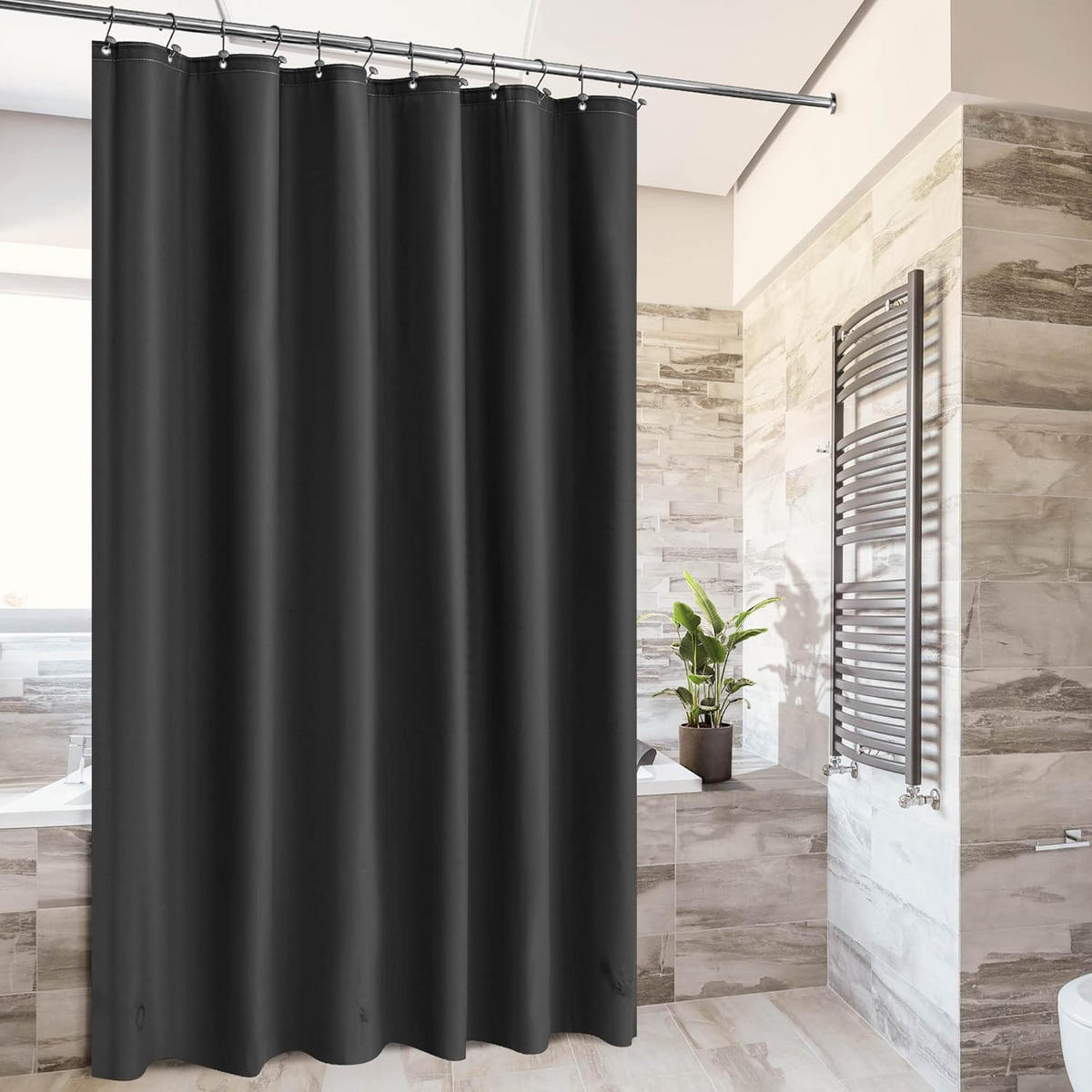 DUSCHVORHANG Schwarz PEVA leicht 200 cm - Schwarz, Kunststoff (200/120cm) - MCBOSON
