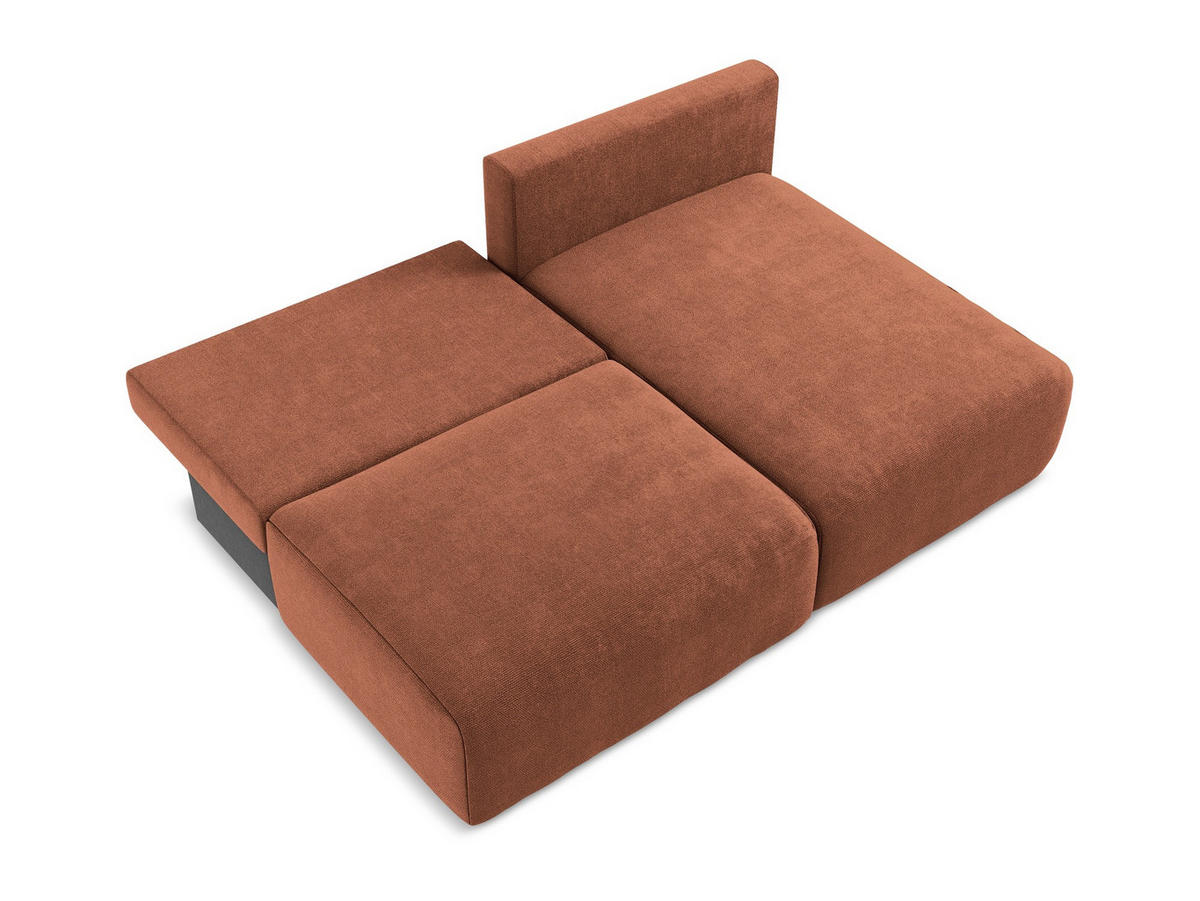 ECKSOFA mit Schlaffunktion rechts Chenille Stoff Orange - Terra cotta/Schwarz, Kunststoff/Textil (210/149cm) - Makamii