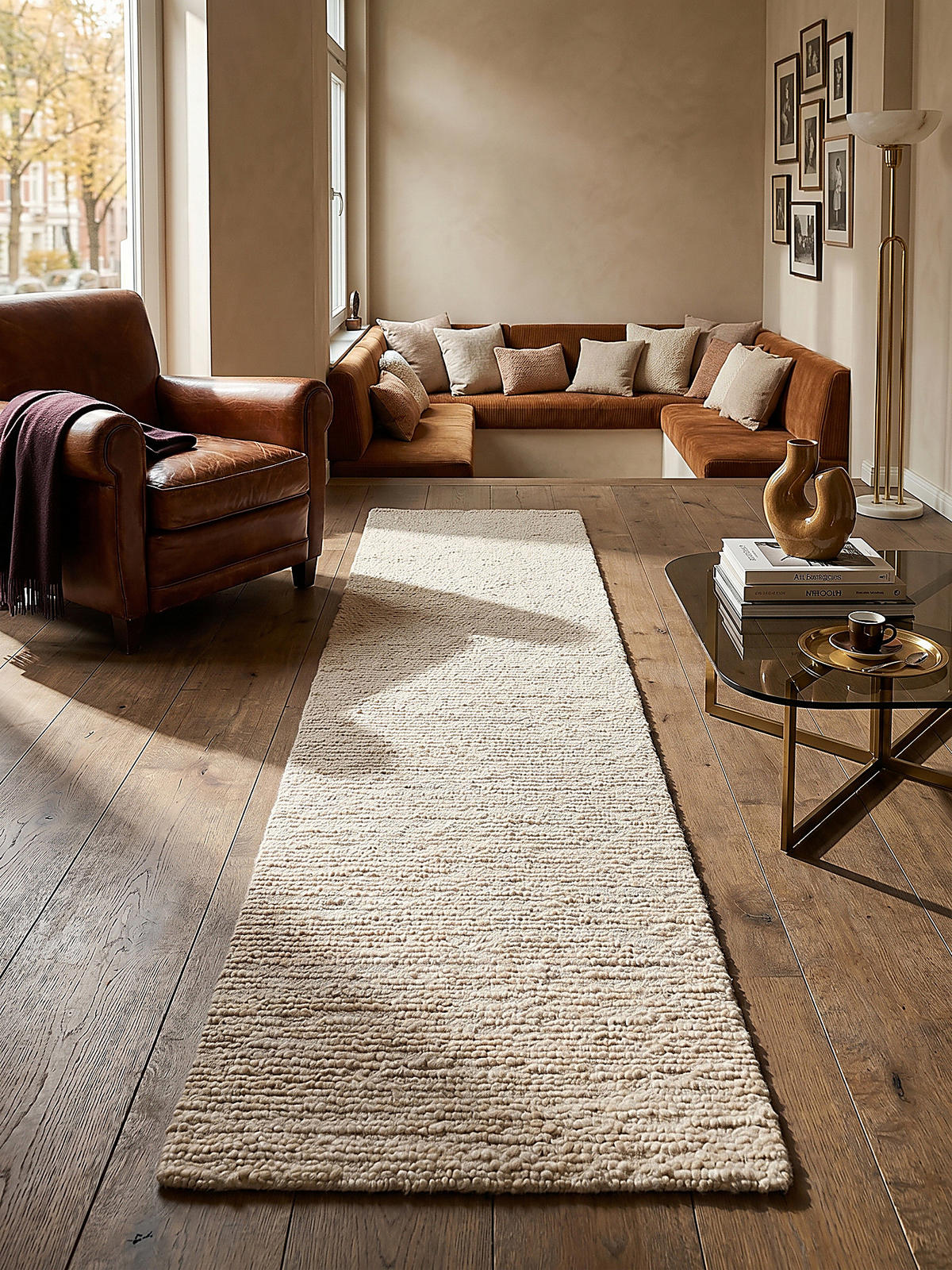 WOLLTEPPICH ALNE, einfarbig, Creme, 80 x 230 cm - Creme, Textil (80/230cm) - KADIMA DESIGN