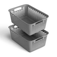 AUFBEWAHRUNGSKORB Anthrazit 37x26x17 cm - 2er Pack - Anthrazit, Kunststoff (26/17/37cm) - ProHome