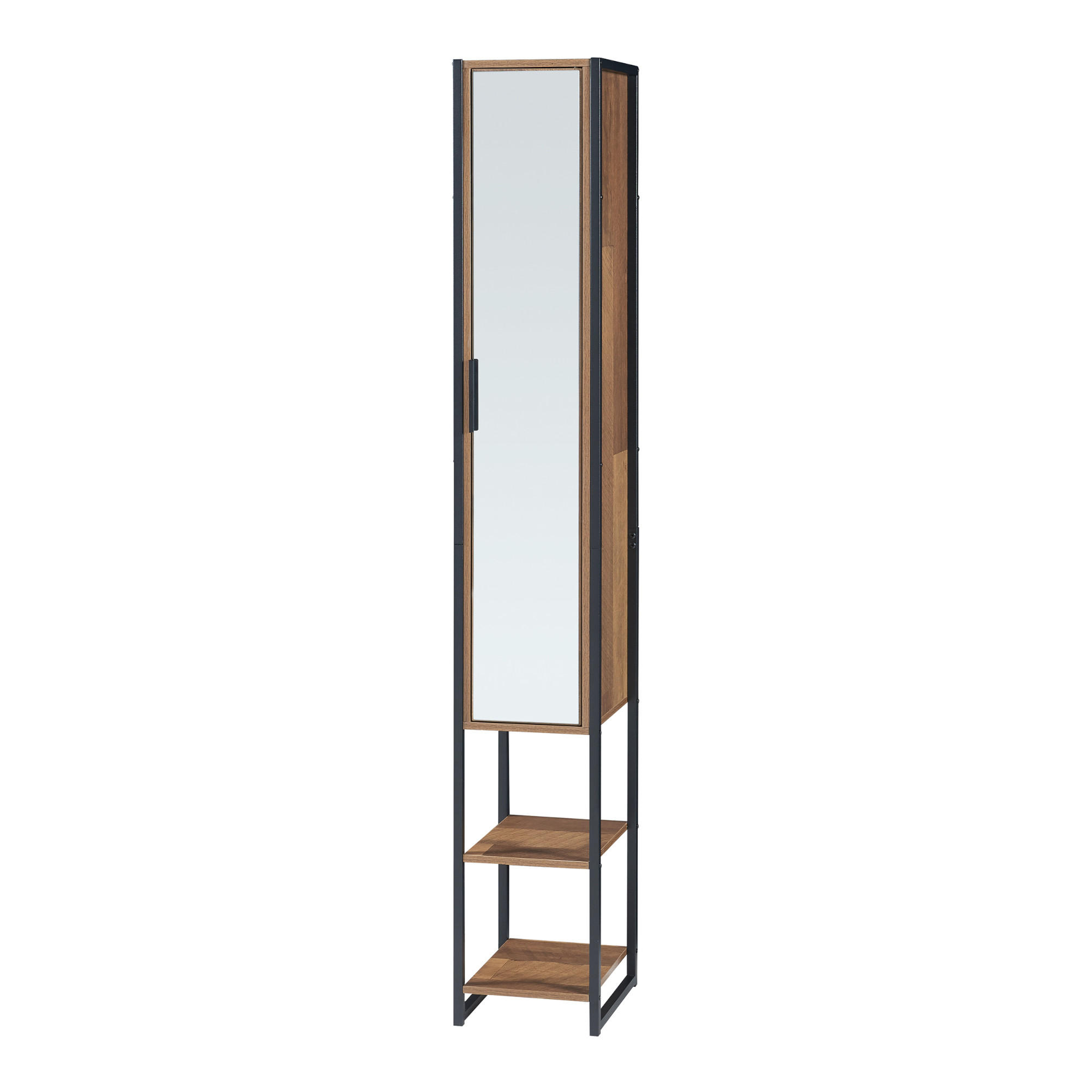 HOCHSCHRANK Namsskogan - Walnussfarben/Schwarz, Holzwerkstoff/Metall (24/160/30cm) - [en.casa]