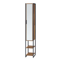 HOCHSCHRANK Namsskogan - Walnussfarben/Schwarz, Holzwerkstoff/Metall (24/160/30cm) - [en.casa]