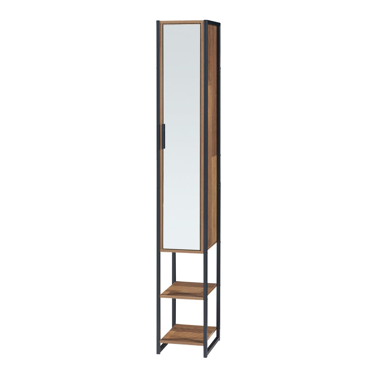 HOCHSCHRANK Namsskogan - Walnussfarben/Schwarz, Holzwerkstoff/Metall (24/160/30cm) - [en.casa]