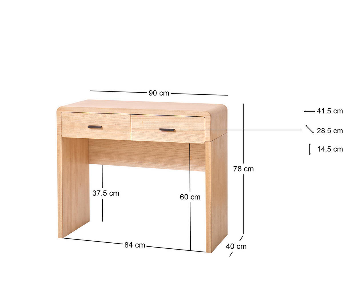 KONSOLENTISCH Rund Braun 90 x 39 x 79 cm - Braun, Holz (39/90/79cm) - Nordlys