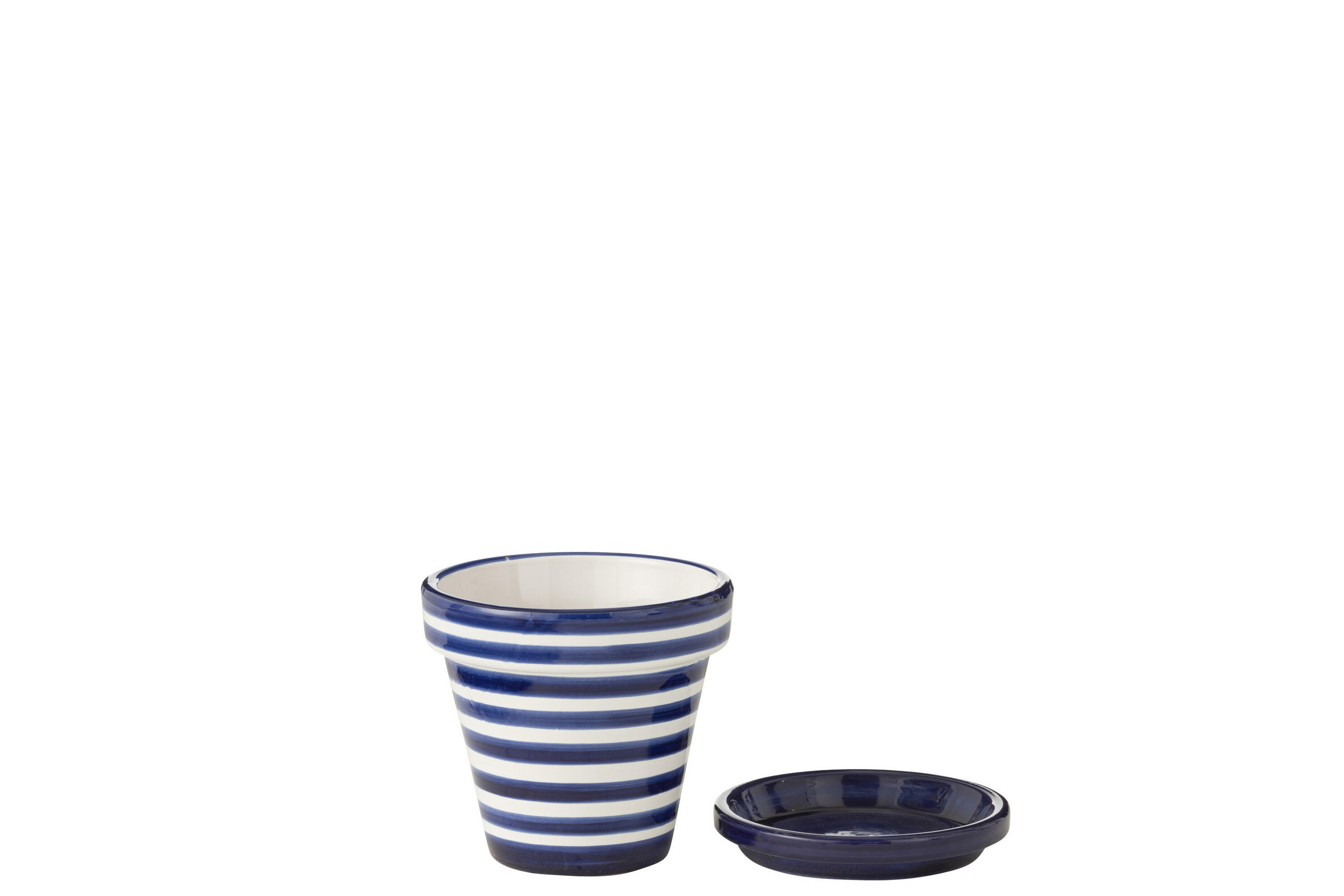 BLUMENTOPF GRANADA STRIPES - Töpferei - Blau - S - Ø 21 cm - Multicolor, Keramik (21/19cm) - J-Line