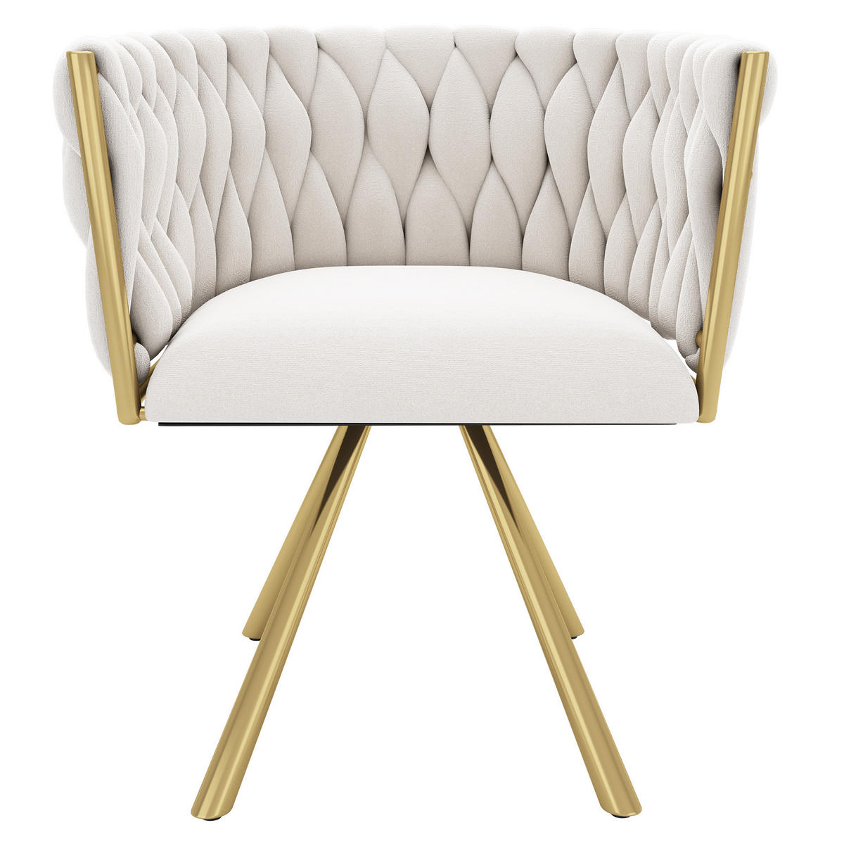 ESSZIMMERSTUHL drehbar Samt Beige Gold 2er-Set - Beige, Metall (54/72/59cm) - Meubliv