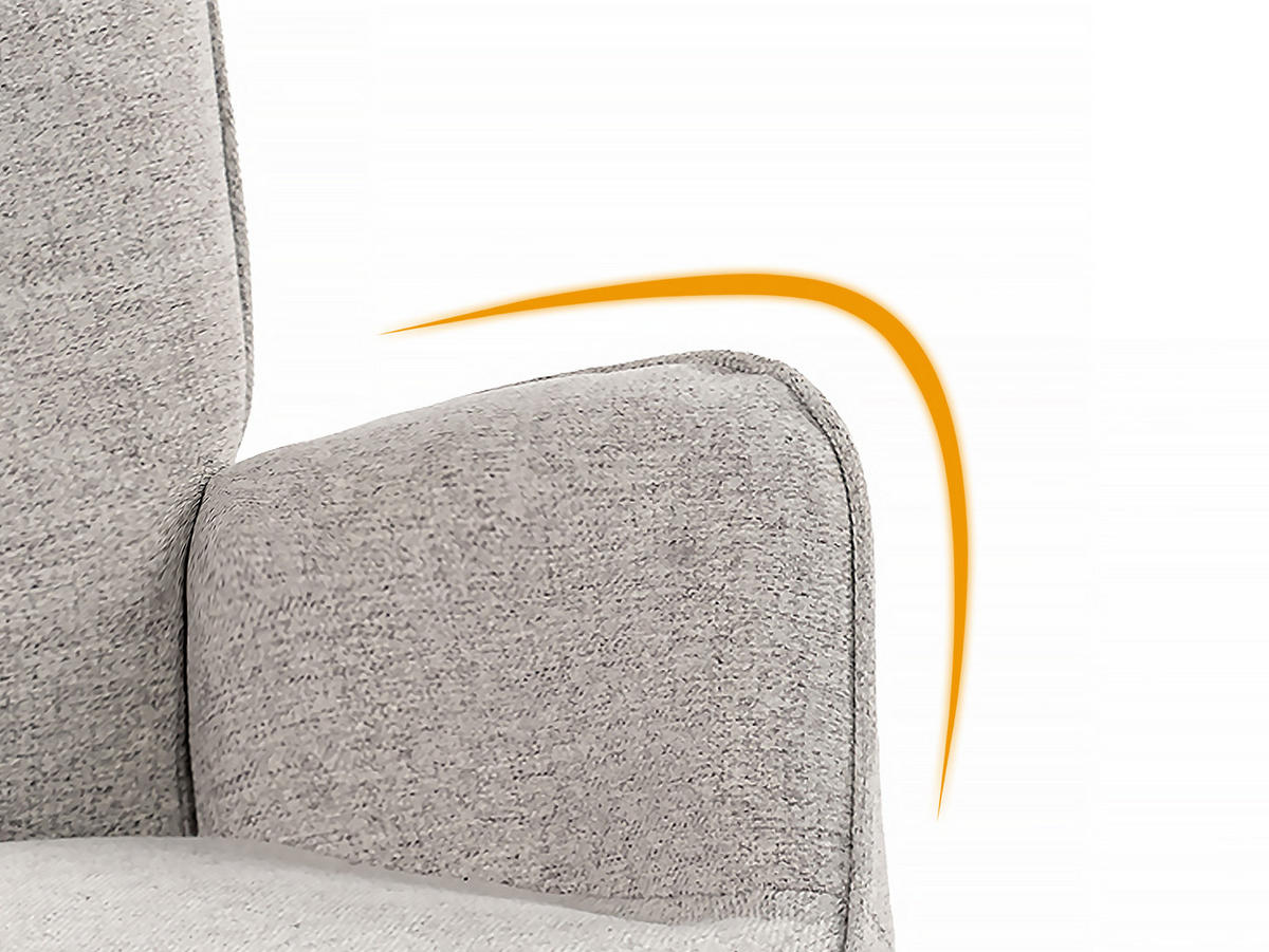 OHRENSESSEL in Webstoff, Grau - Buchefarben/Grau, Textil/Metall (42/90.5/50cm) - Meubles Cosy