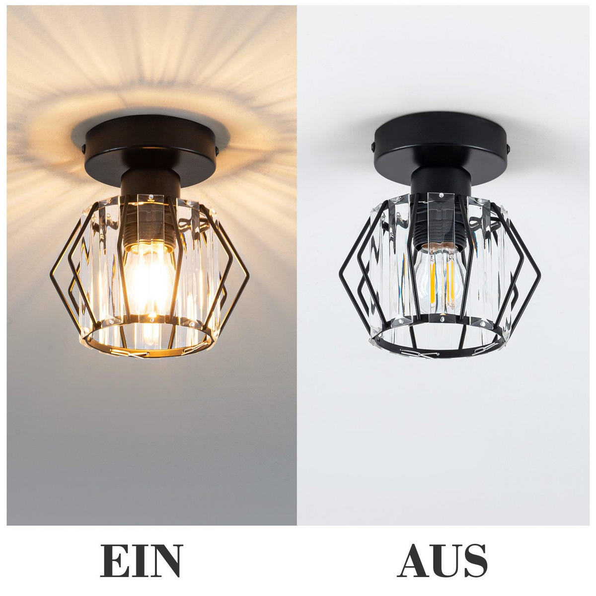 LED-DECKENLEUCHTE Tyrris 15/16/15 cm - Schwarz, Metall (16/15/15cm) - ZMH