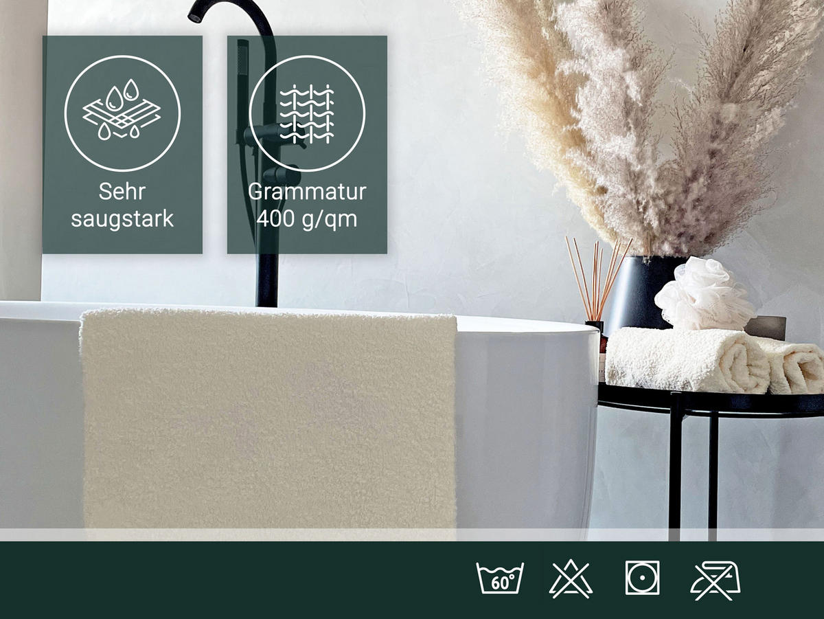 DUSCHTÜCHER, 3er-Set, 70x140 cm, 100% Baumwolle, Weiß - Creme, Textil (70/140cm) - Zollner