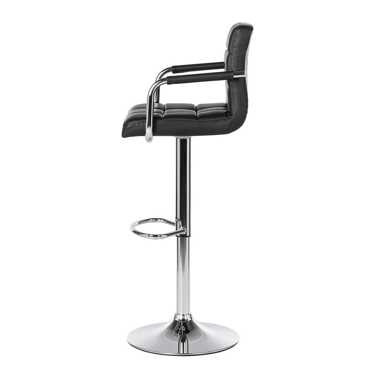 BARSTUHL - Metall / Kunstleder - Chromfarben/Schwarz, Leder/Kunststoff (53/96/49cm) - home24