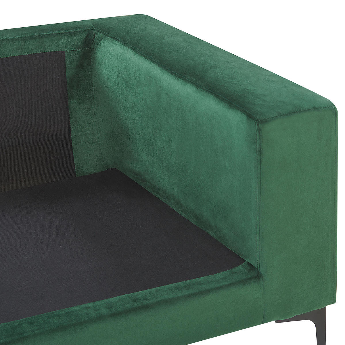 3-SITZER-SOFA Samtstoff grün Vadstena - Schwarz/Grün, Textil (215/82/87cm) - Beliani
