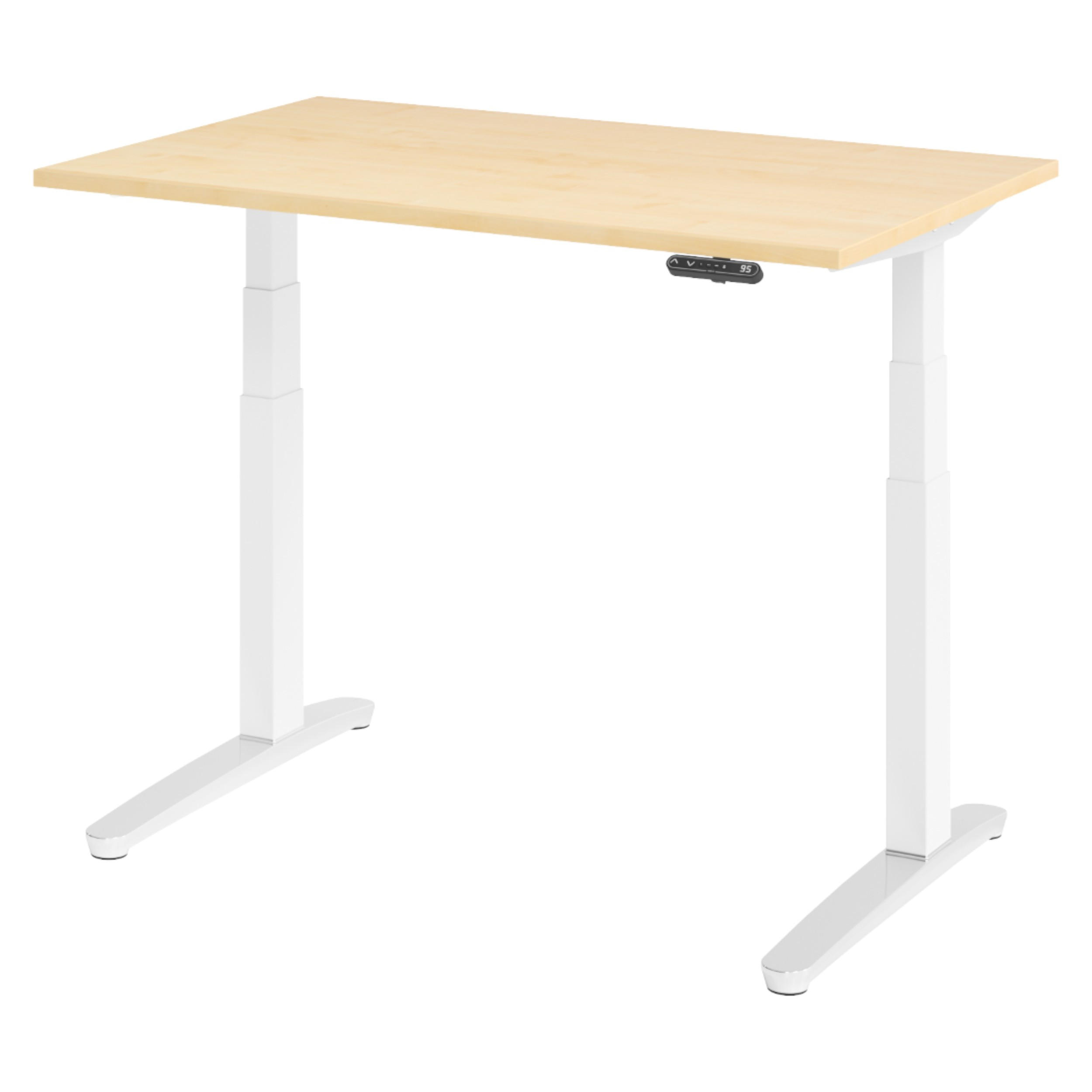 bümö Schreibtisch Ahorn, Weiß, Silber 120x74x80 cm