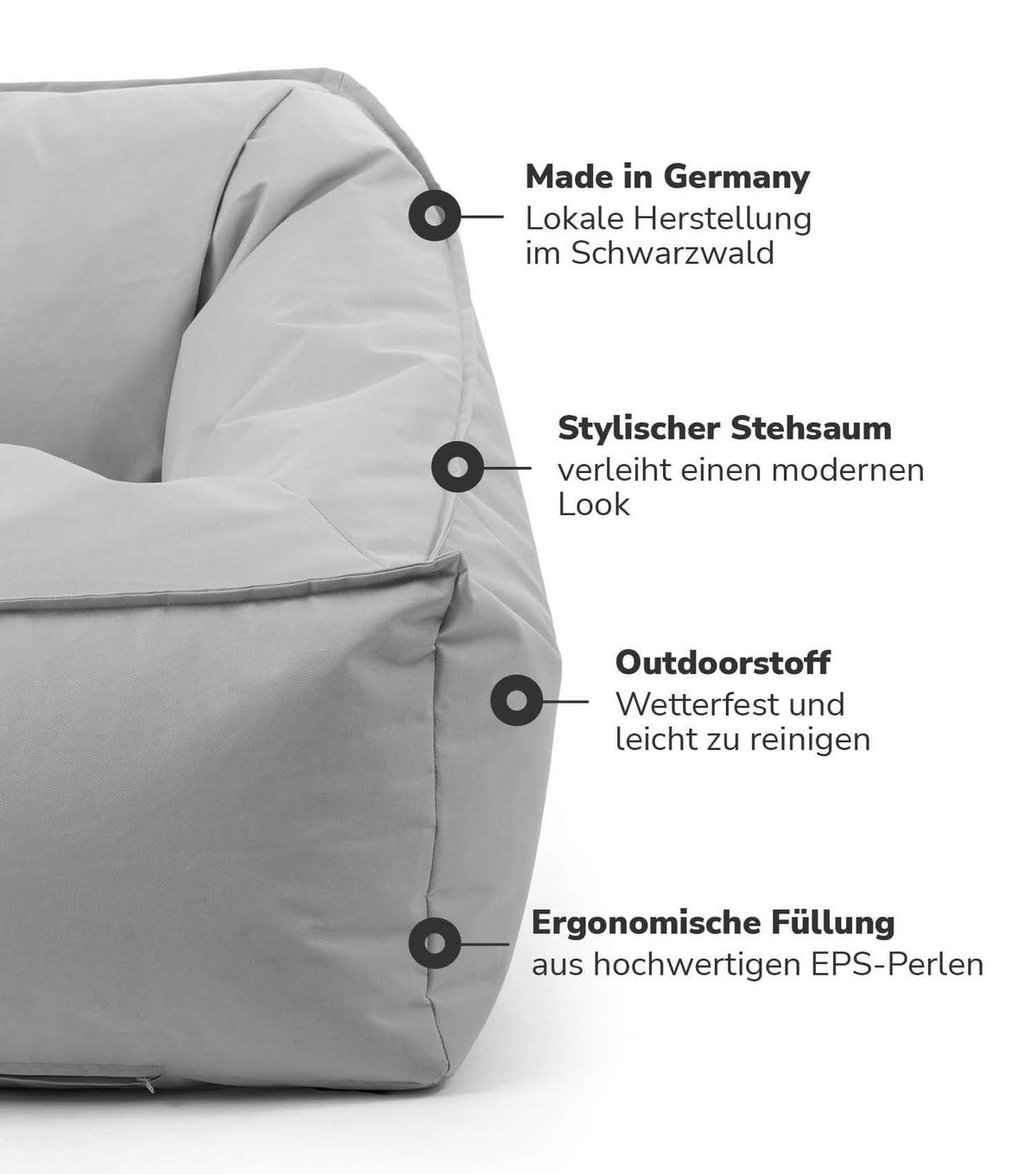 SITZSACK Der Sunnyboy mit Hocker - Grau, Textil (73/60/138cm) - Mokebo