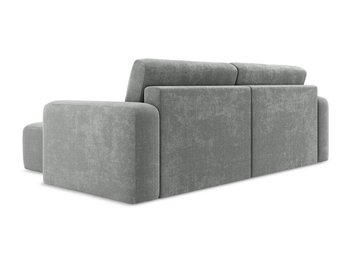 ECKSOFA mit Schlaffunktion rechts Chenille Stoff Grau - Blau/Schwarz, Kunststoff/Textil (244/149cm) - Makamii