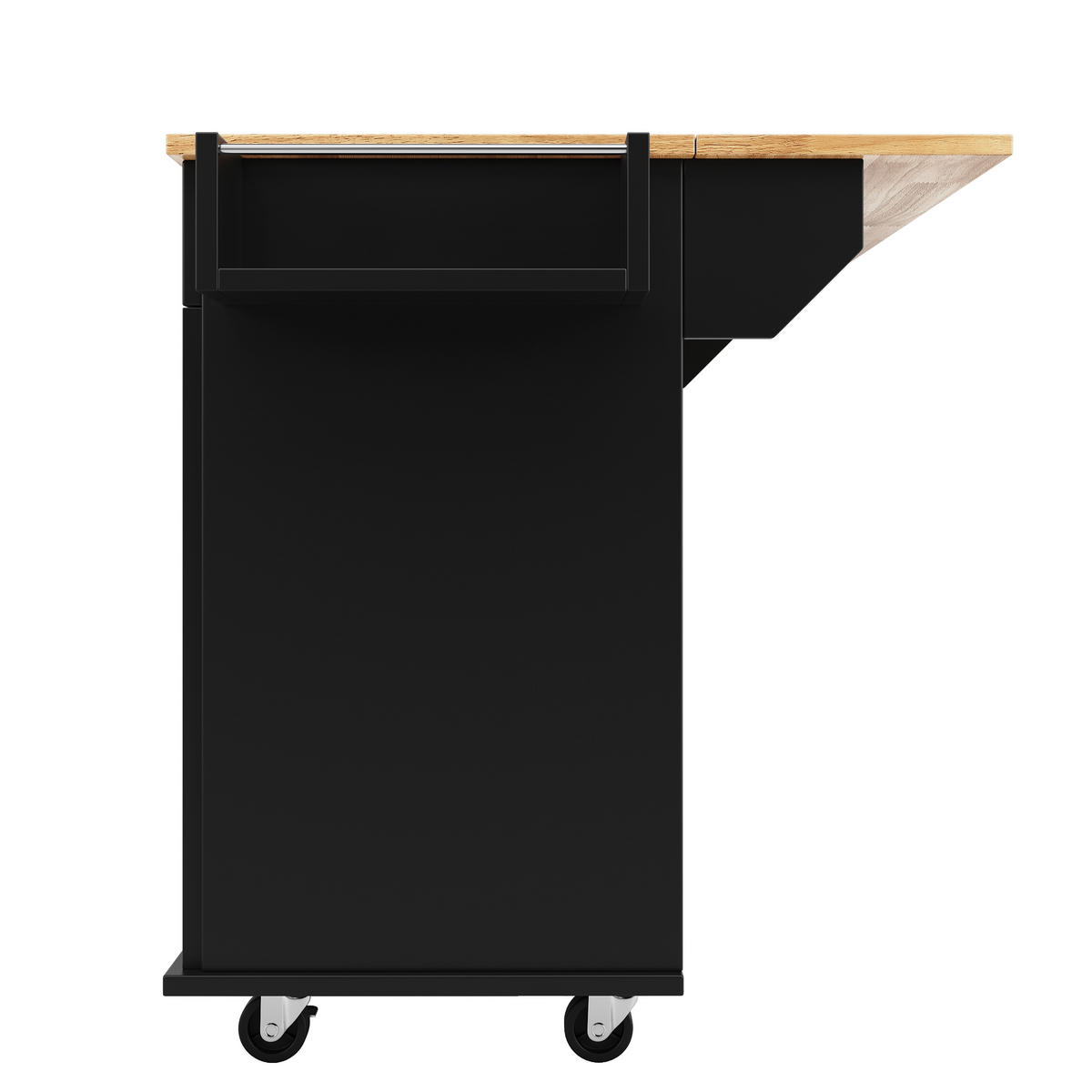 KÜCHENINSEL in Schwarz und Naturfarben Servierwagen mit Schubladen für Küche und Esszimmer, B106/T50/H90.5 cm - Schwarz, Holzwerkstoff/Metall (106/90.5/50cm) - STILVORA