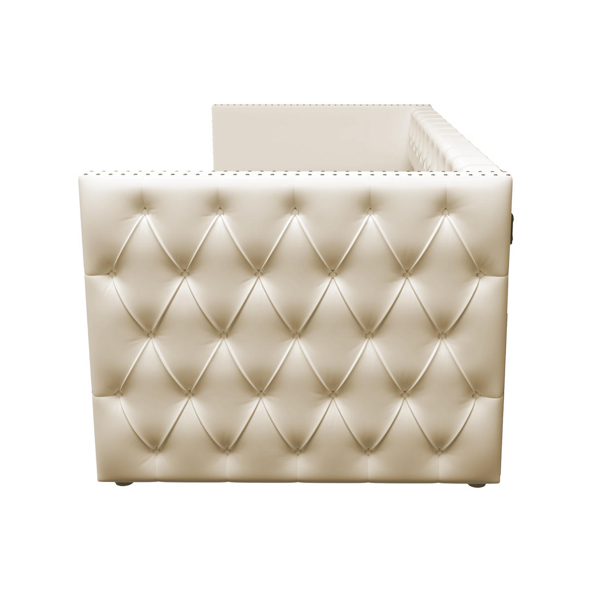 SCHLAFSOFA 90/200 cm in Beige Samt mit Ausziehfunktion und Lattenrost - Beige, Holzwerkstoff/Textil (90/200cm) - WISHDOR