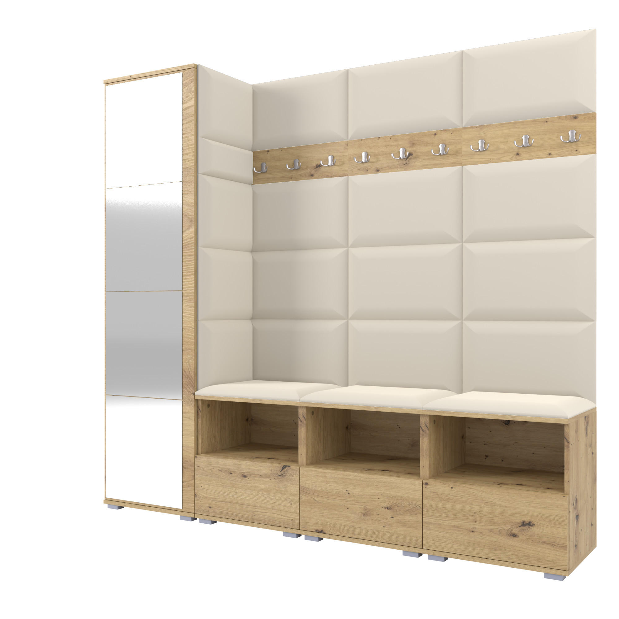 Ravio Garderobe Eiche Artisan, Creme 200x187x40 cm