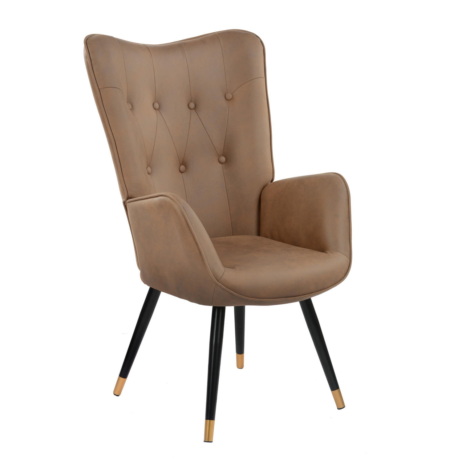 SESSEL Stoff, Beine aus Massivholz braun - Dunkelbraun/Braun, Holz/Buchenholz (71/66/104cm) - Urban Meuble